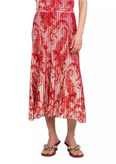 Etro Paisley Pintuck Midi Skirt