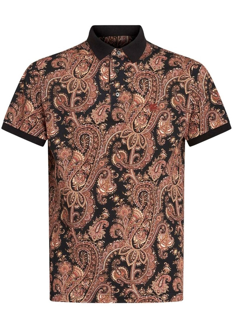 Etro paisley-print cotton polo shirt