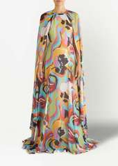 Etro printed cape-effect silk dress