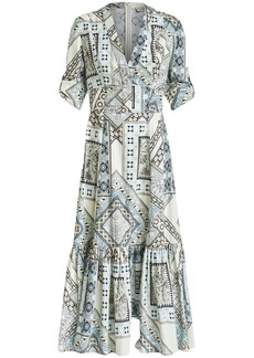 Etro paisley-print patchwork flared dress