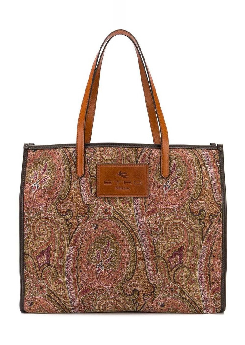 paisley print tote bag