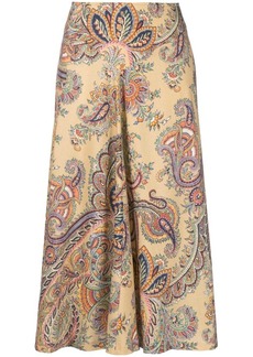 Etro paisley-print wool-blend skirt