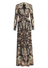 Etro Paisley Ruched Jersey Maxi Dress