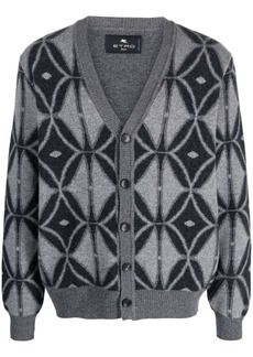Etro patterned-jacquard knit wool cardigan