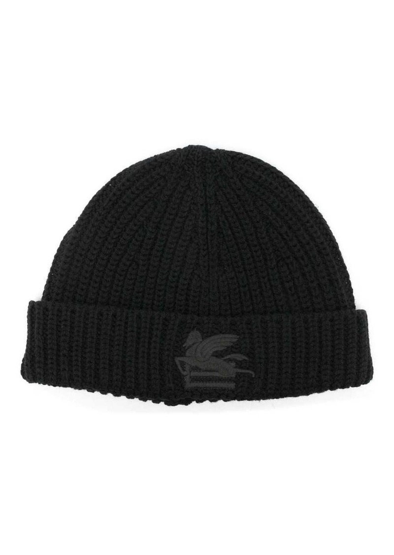 Etro Pegaso-embroidered ribbed beanie