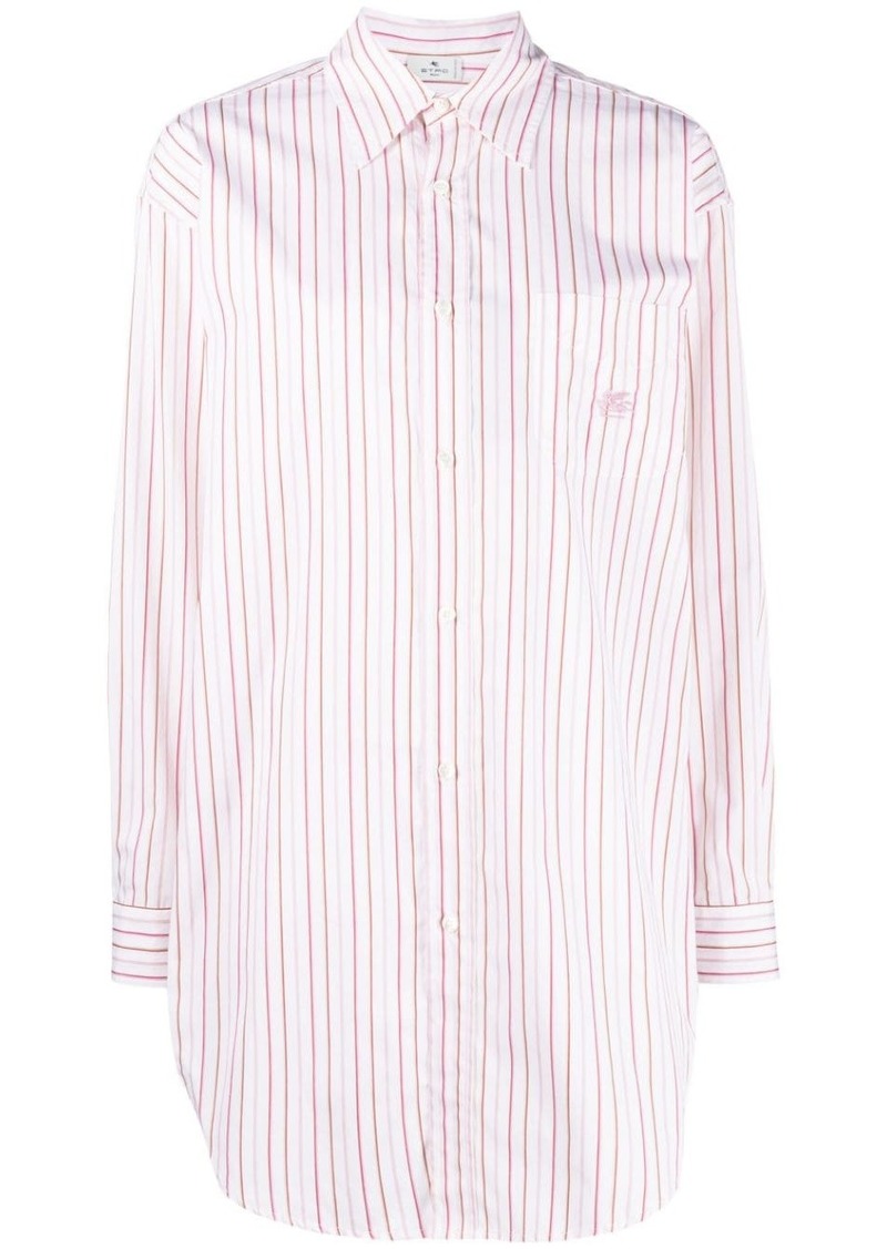 Etro Pegaso-embroidered striped cotton shirt