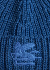 Etro Pegaso motif-embroidered wool beanie