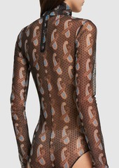 Etro Pointelle Tulle Paisley Bodysuit