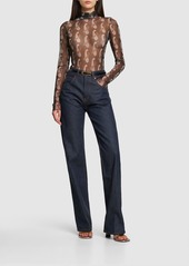 Etro Pointelle Tulle Paisley Bodysuit