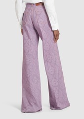 Etro Printed Cotton Denim Flared Jeans