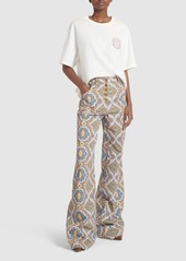 Etro Printed Cotton Denim Flared Jeans