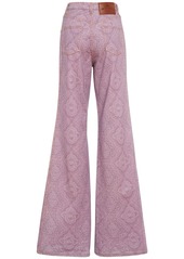 Etro Printed Cotton Denim Flared Jeans