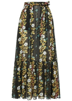 Etro Printed Cotton High Rise Midi Skirt