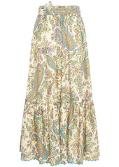 Etro Printed Cotton High Rise Midi Skirt