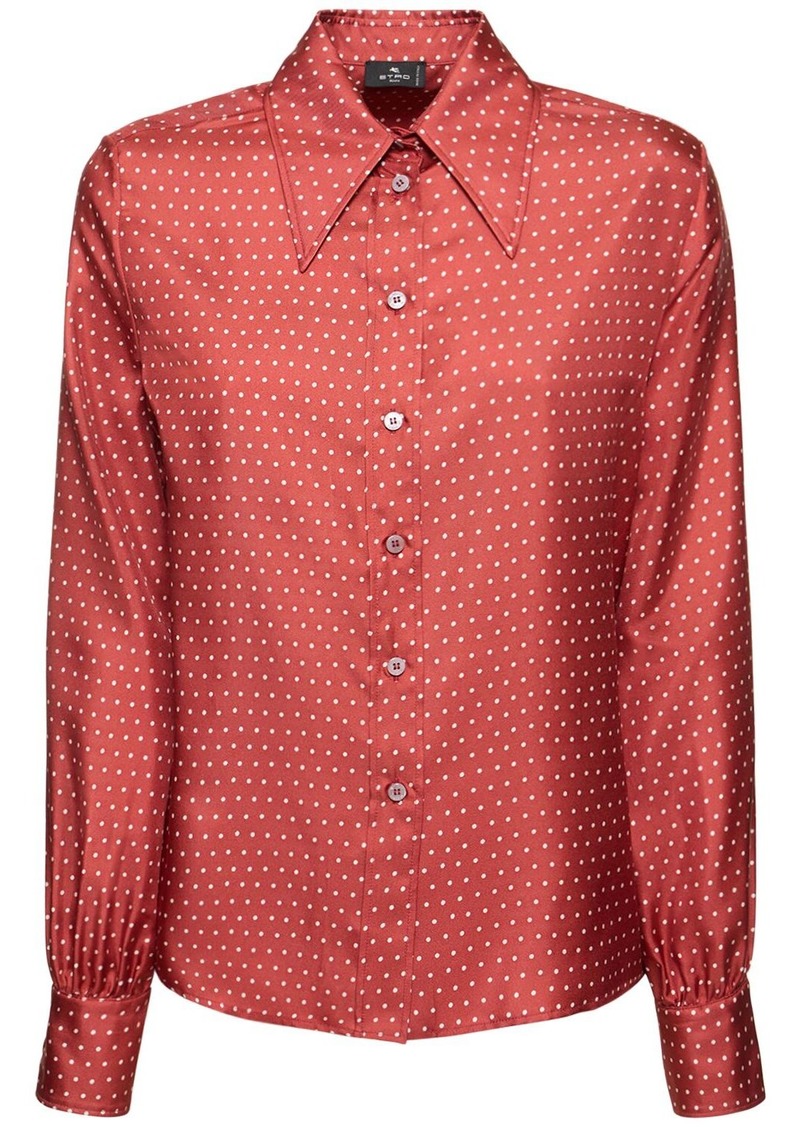 Etro Printed Dots Silk Charmeuse Shirt