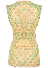 Etro Printed Mesh Draped Top