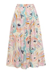Etro Printed pleated cotton midi skirt