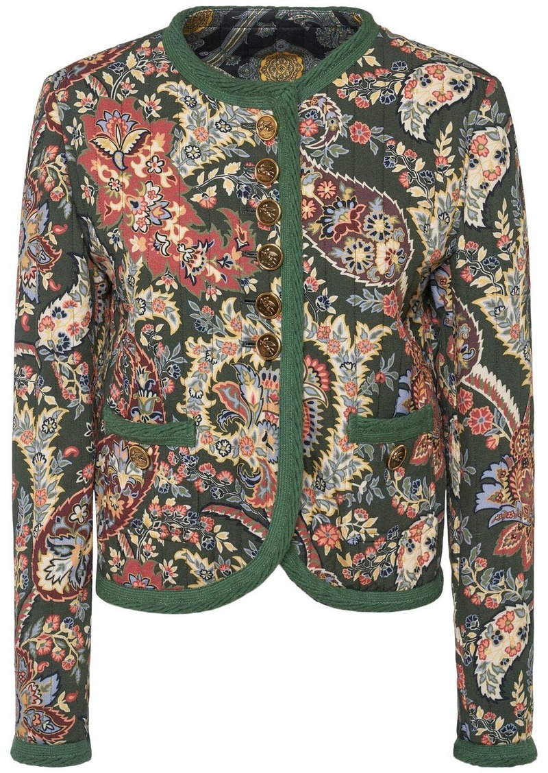 Etro Printed Quilted Collarless Jacket