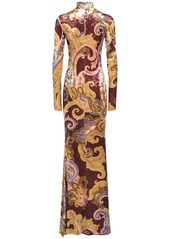 Etro Printed Velvet Long Dress