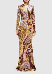 Etro Printed Velvet Long Dress