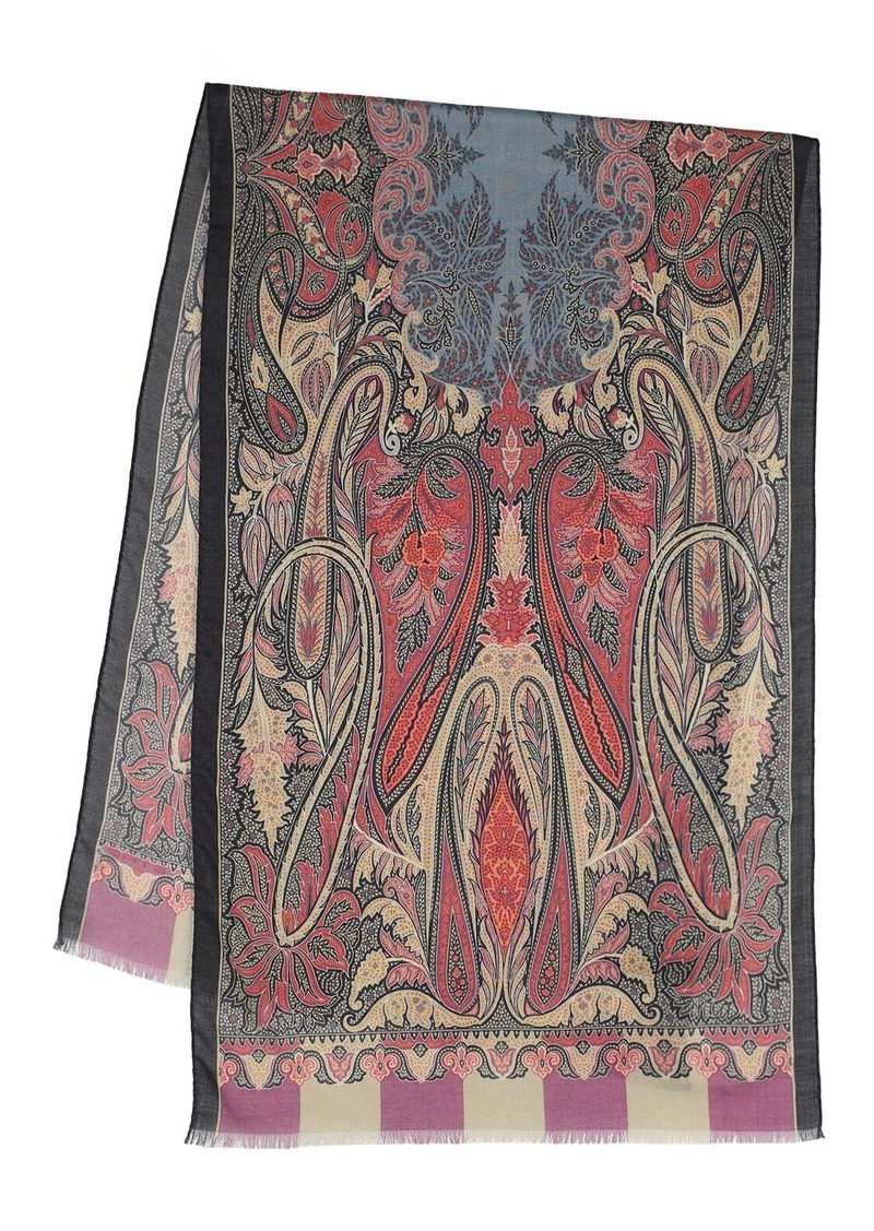 Etro Printed Wool & Silk Scarf