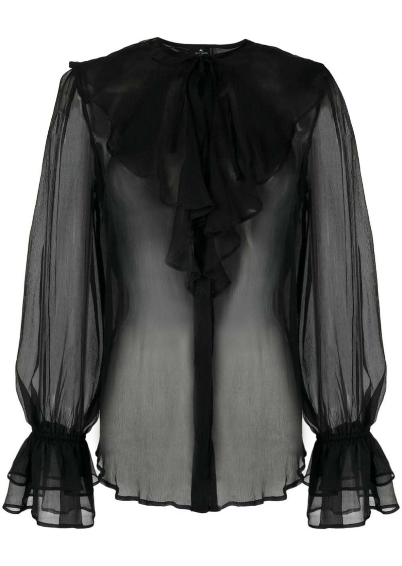 Etro semi-sheer ruffled blouse