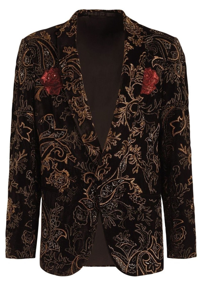 Etro sequinned floral single-breasted blazer