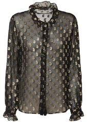 Etro Sheer Georgette Shirt W/ Lurex Paisleys