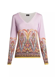 Etro Silk-Blend Kaleidoscope Paisley Sweater