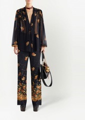 Etro silk paisley-print straight trousers