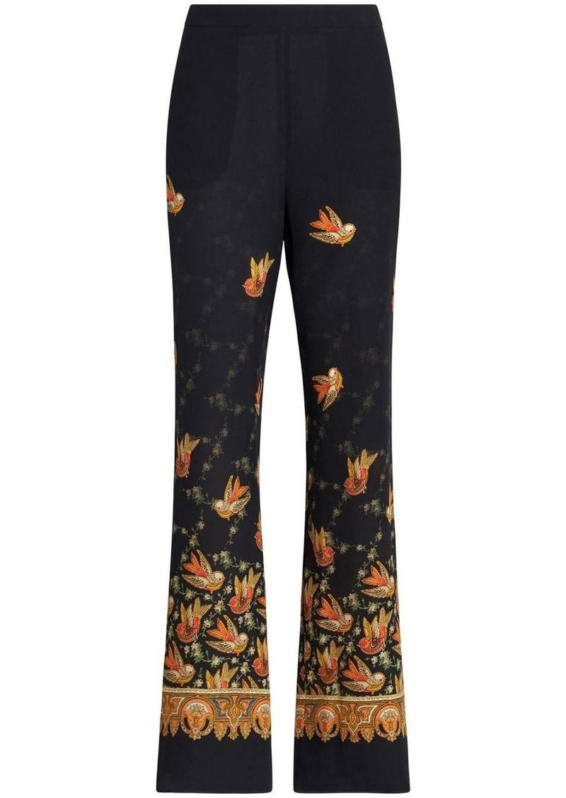 Etro silk paisley-print straight trousers