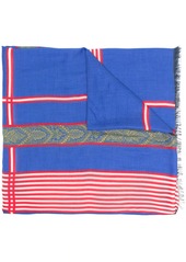 Etro striped paisley cashmere-blend scarf