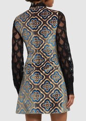 Etro Tapestry Velvet & Lace Mini Dress