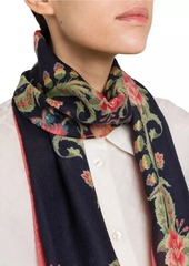 Etro Tosca Floral Wool-Cashmere-Silk Scarf