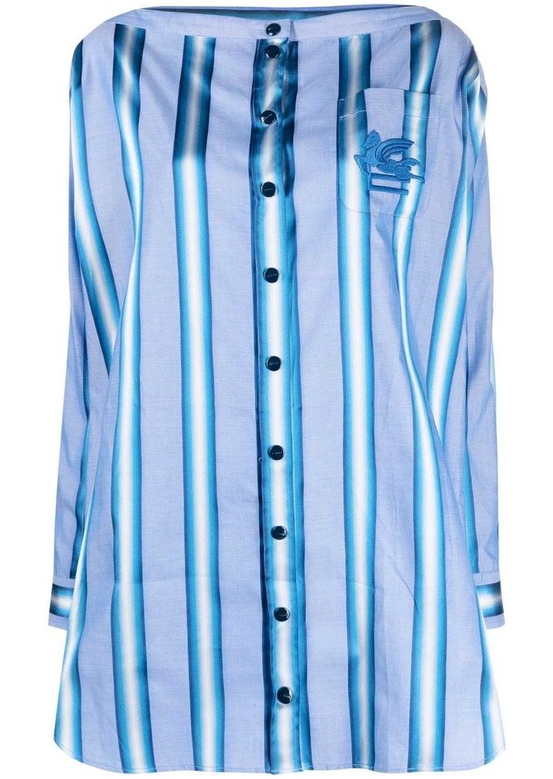 Etro vertical-stripe long-sleeve shirt dress