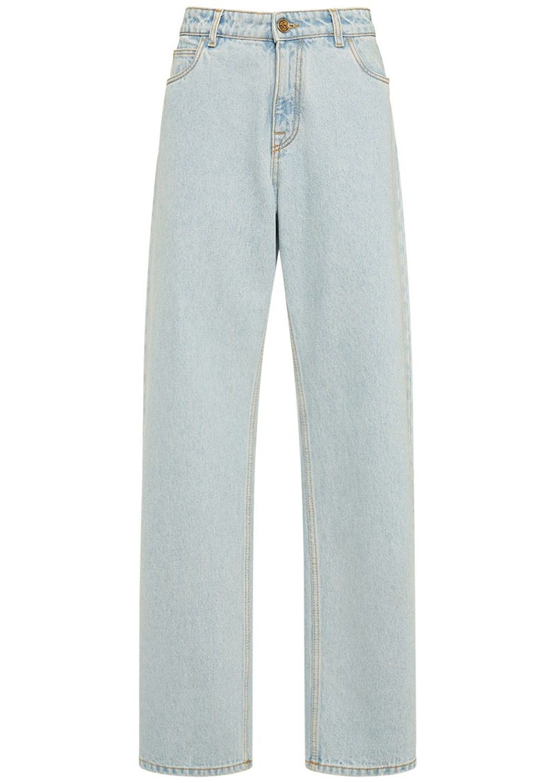 Etro Washed Denim High Rise Wide Jeans