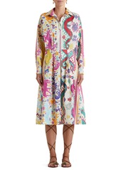 Women's Etro Vulcano Print Long Sleeve Cotton Dress