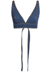 Etro Wraparound Denim Triangle Crop Top