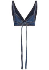 Etro Wraparound Denim Triangle Crop Top