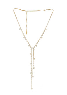 Ettika Elegant Crystal Drop Chain Lariat Necklace - Gold