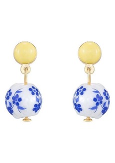 Ettika Chinoiserie Imitation Pearl Drop Earrings