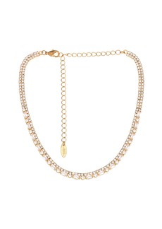 Ettika Cubic Zirconia Baguette 18K Gold Plated Choker Necklace - Gold