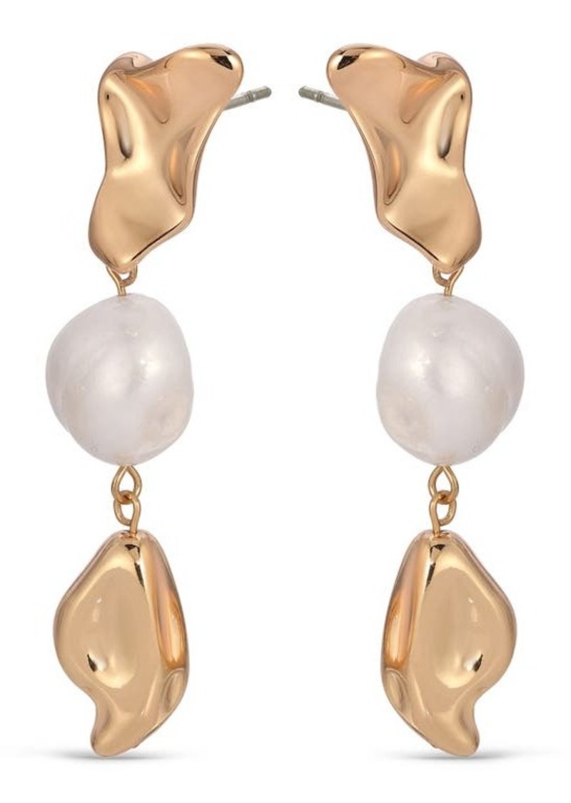 Ettika Cultured Freshwater Pearl Molten Drop Earrings