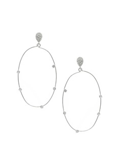 Ettika Delicate Crystal Large Oval Hoop Women's Earrings - Silver