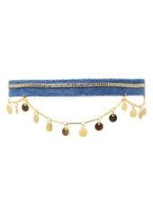 Ettika Denim & Gold Disc Chain Choker Necklace at Nordstrom Rack