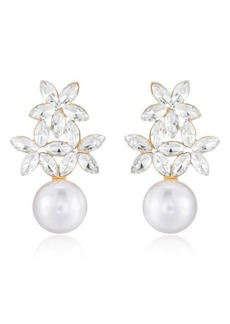 Ettika Floral Crystal & Imitation Pearl Earrings