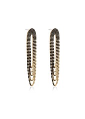 Ettika Glass Drape Fringe 18K Gold Plated Earrings - Black