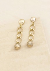 Ettika Gold Plated Chain Crystal Ball Drop Earrings - Gold Plated
