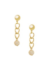 Ettika Gold Plated Chain Crystal Ball Drop Earrings - Gold Plated