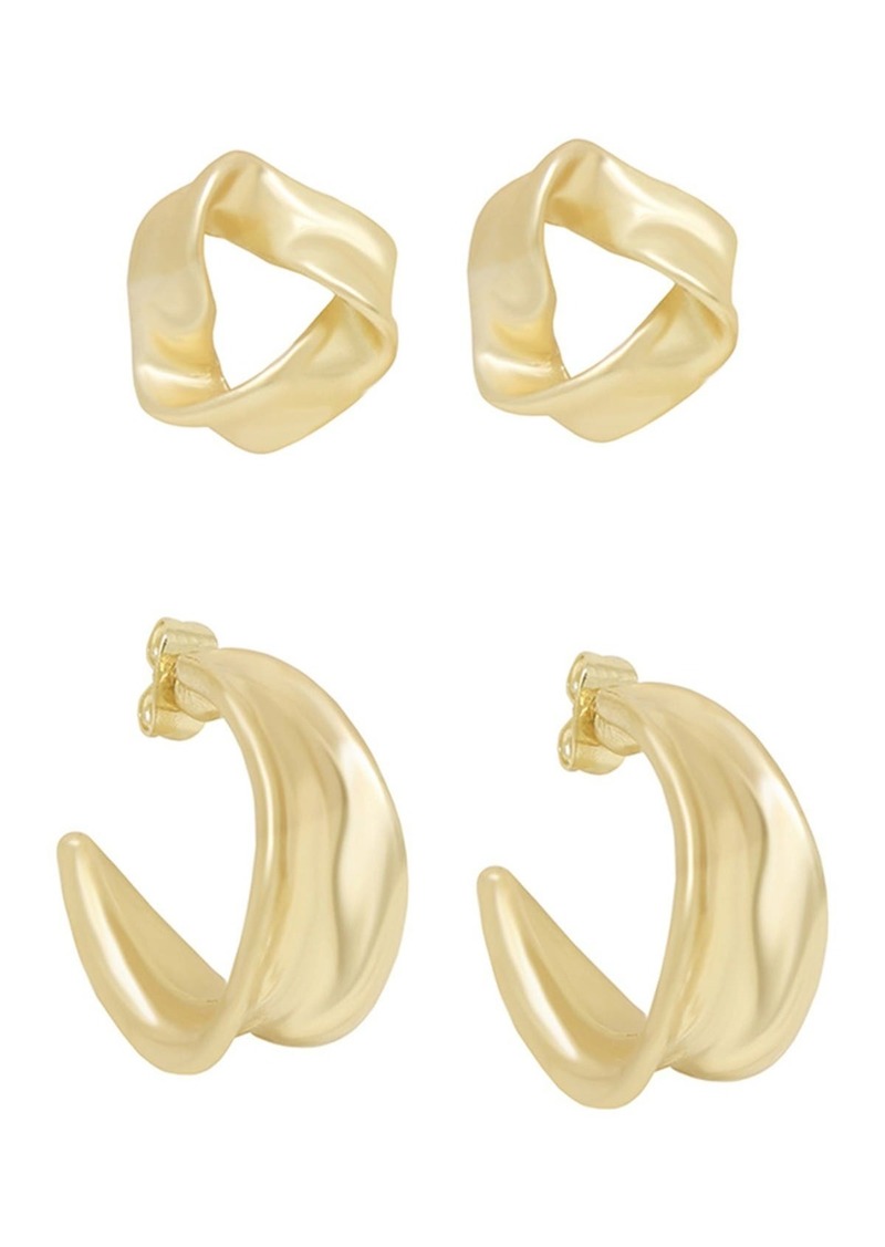 Ettika Set of 2 Stud & Hoop Earrings in Gold at Nordstrom Rack